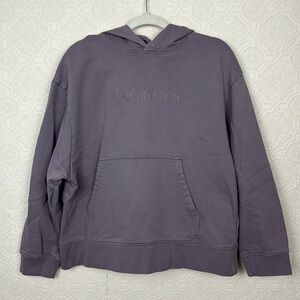 Calvin Klein Hoodie Lavender Lilac Purple Sweatshirt Pullover Boxy XL Terrycloth